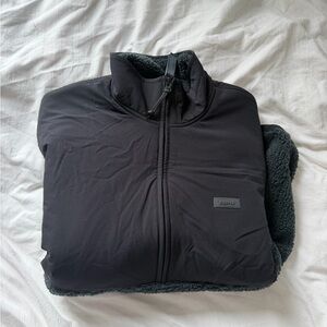 SKIMS Black Sherpa Zip-Up Jacket